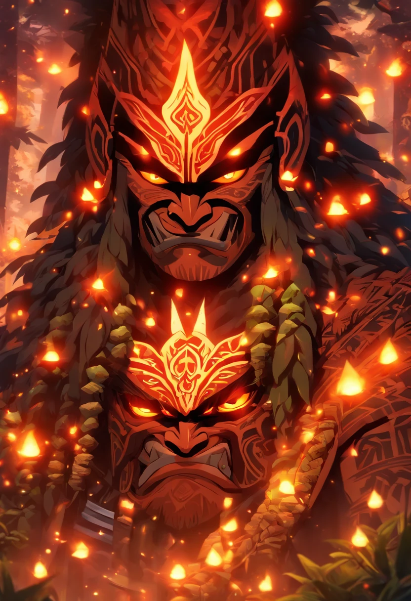 (((Tāne Mahuta))) best quality, ultra-high resolution, 4K detailed CG, masterpiece,maori god,maori totem,aesthetics,sumeria, ((wooden god)), beautiful picture, screen-centered,