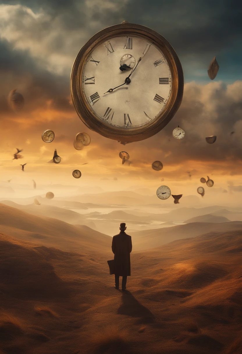 Li finds himself in a vast, surreal landscape, where floating clocks and hourglasses move at varying speeds, symbolizing the distorted passage of time.