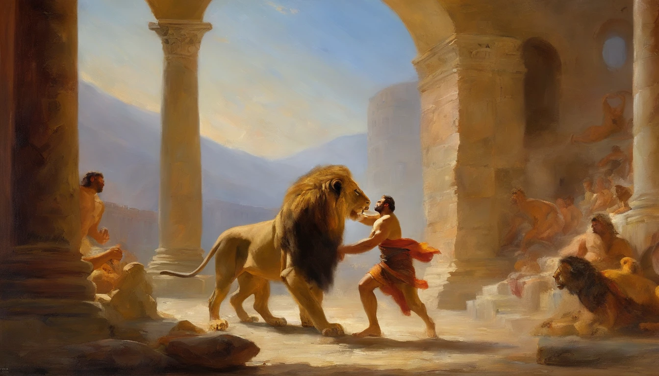 Samson, tearing the lion's mouth