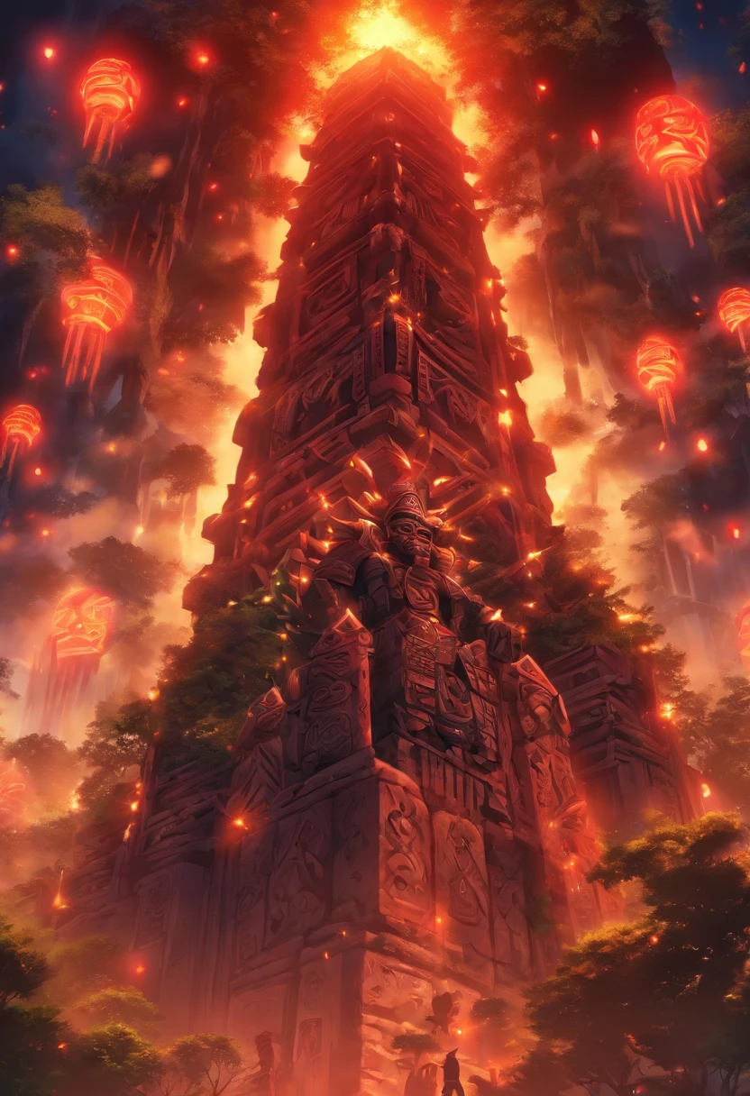 (((Tāne Mahuta))) best quality, ultra-high resolution, 4K detailed CG, masterpiece,maori god,maori totem,aesthetics,sumerian, ((totem god)), beautiful picture, screen-centered,