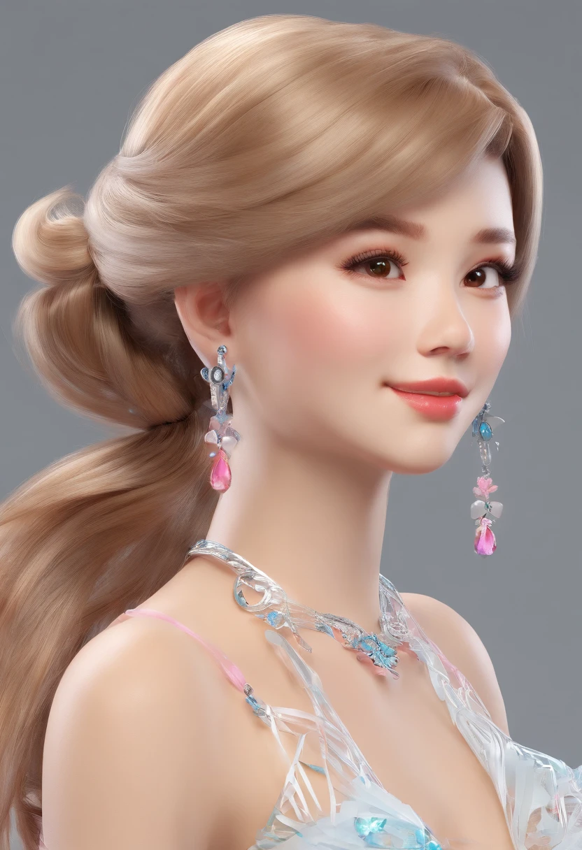 master part, best quality, ultra-detalhado, illustration,(1girl),belos olhos detalhados, Olhando para o Viewer, (segurando um teclado de computador), Feliz, (cabelo turquesa:1), (olhos arredondados azuis:1), (brinco redondo), (Turquesa Big Gema Colar), bonito rosto redondo, cabelos longos, sorrir, fantasia roupas chinesas
