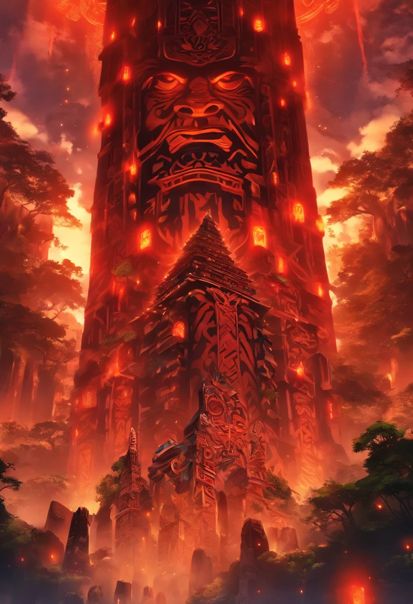 (((Tāne Mahuta))) best quality, ultra-high resolution, 4K detailed CG, masterpiece,maori god,maori totem,aesthetics,sumerian, ((totem god)), beautiful picture, screen-centered,