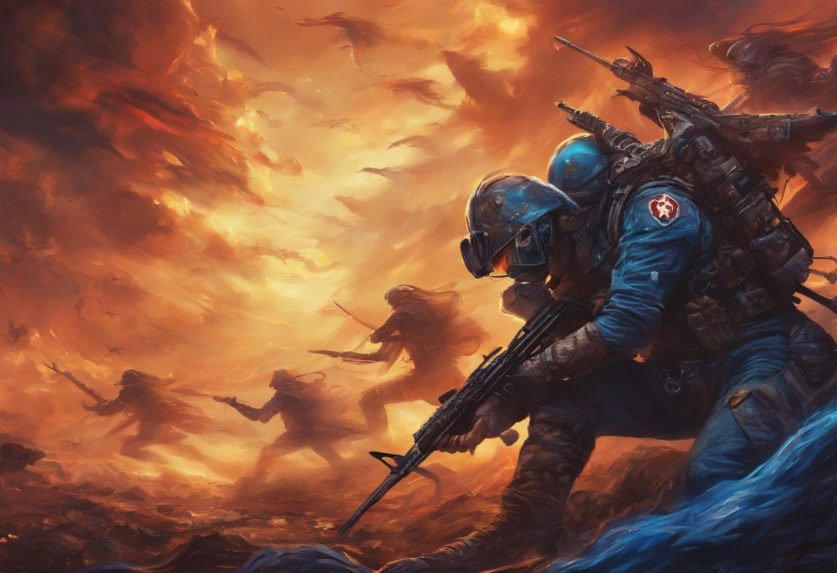 View from behind of brave Israeli defense forces marching against army of ugly and cruel demons, Angels fly and follow IDF soldiers from above , Israel flags , Blue and white, Modern army, Tactical equipment, art demonstrates victory of Good against evil, Apocalyptic Battlefield , Masterpiece, award winning artwork, Dramatic, Best quality, 4k, wide picture, high resolution