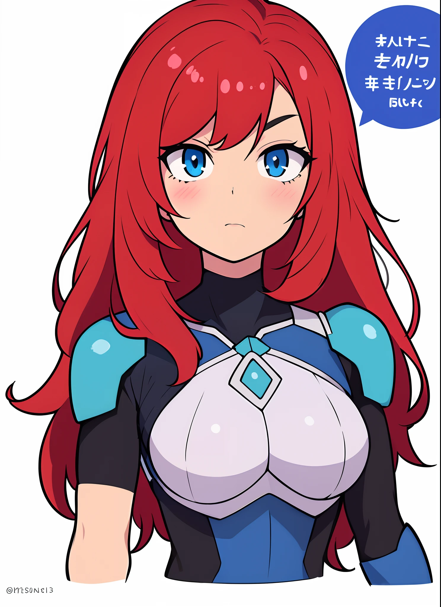 Young girl, Pullover, blue bodysuit , full suit, whole body to see, smile showing teeth, straight hair , (( very wide hips)), (((colossal Thighs, gigantic thighs, very huge thighs, very big thighs))), fullbody, platform heels, pale skin, big breast, gun, soldier girl, standing, front pose, redhead, Cyberpunk,