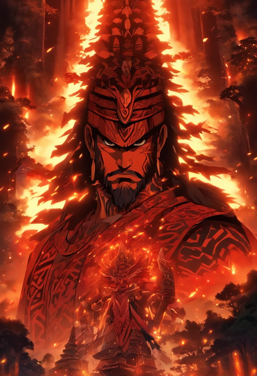 (((Tāne Mahuta))) best quality, ultra-high resolution, 4K detailed CG, masterpiece,maori god,maori totem,aesthetics,sumeria, ((maori totem)), beautiful image, screen-centered,