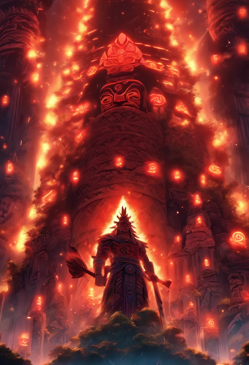 (((Tāne Mahuta))) best quality, ultra-high resolution, 4K detailed CG, masterpiece,maori god,maori totem,aesthetics,sumeria, ((maori totem)), beautiful image, screen-centered,