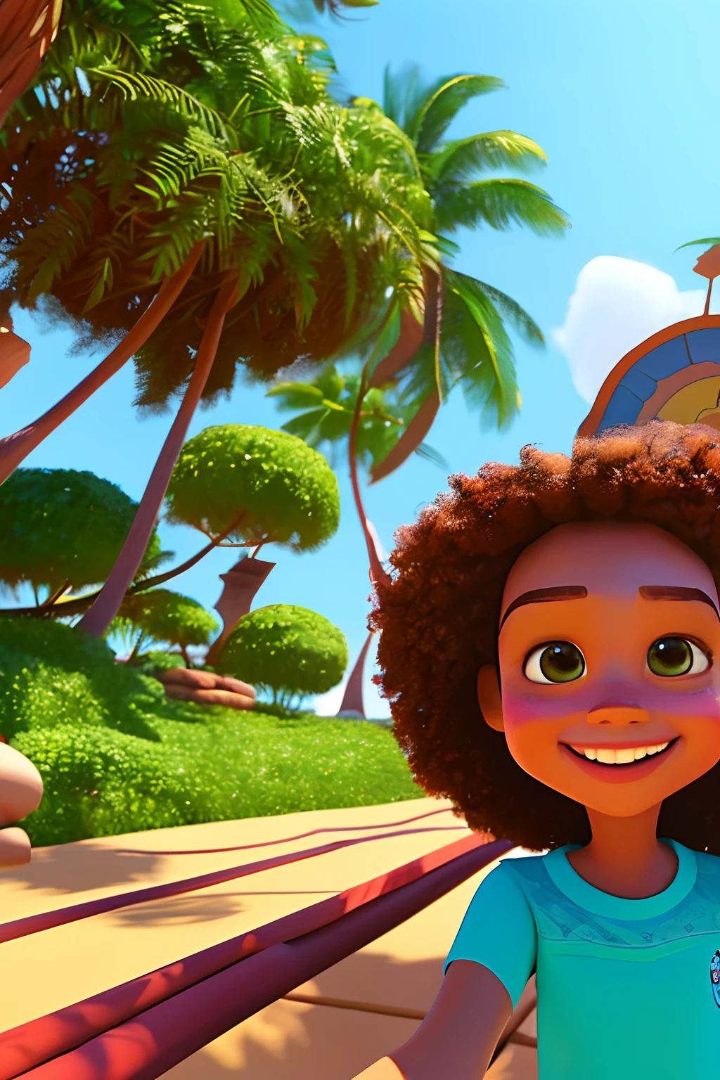 ****** da oceania, alegre, brincando, paisagem ao ar livre, disney pixar desenho animado em 3d