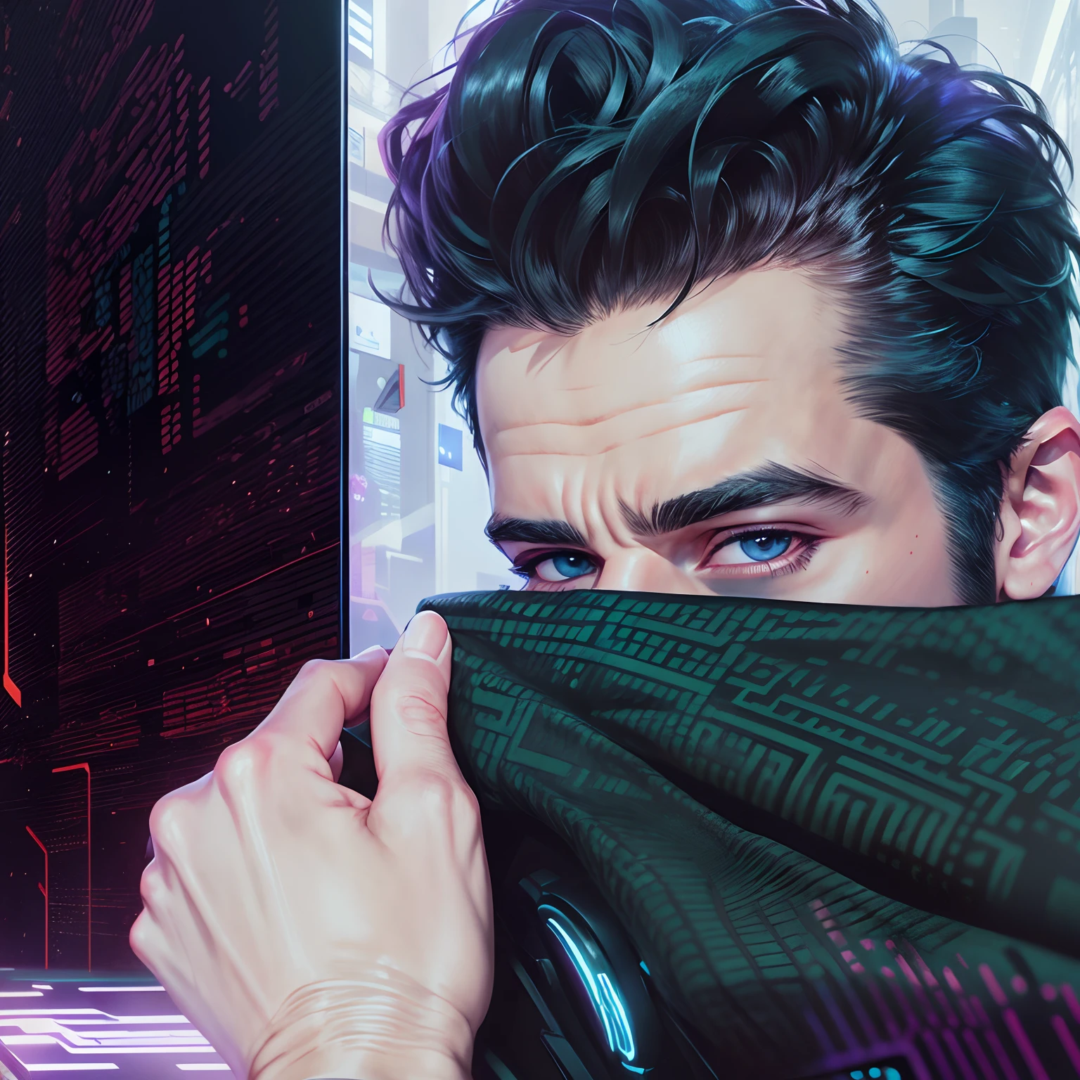 Change background cyberpunk handsome boy, Realistic face, 8k, Ultra realistic,