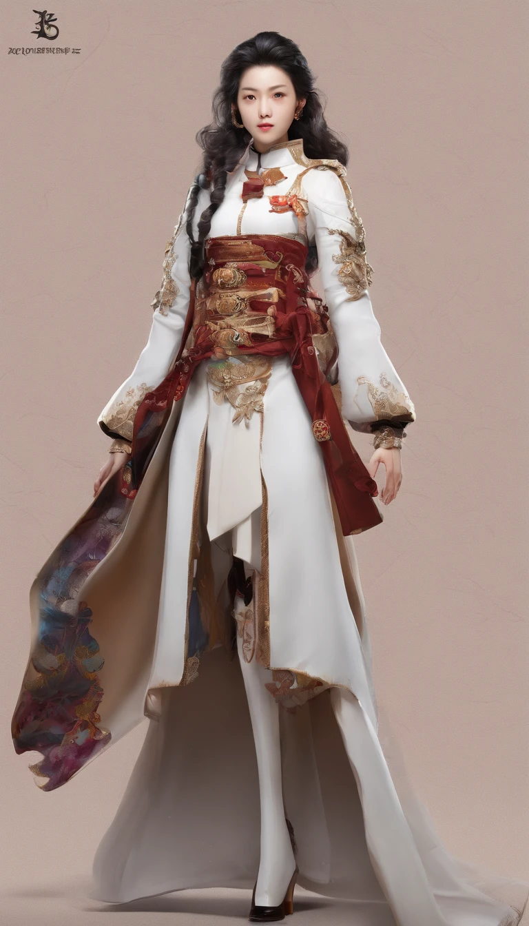 Jangjue Wangjiangizon 16 K,tmasterpiece,skin textures,Multiple Swords,Decoration Costumes,award - winning photo,Very detailed ,Amazing Cleavage,intricate detailes,absurd res,extraordinarily detailed woman,extremely detailed eye and face,Dazzling red eyes,detailed costume,very long sleeves,Ding Xianghua, QMSJ,Confectionery,Saturated pigments in style,Wes Anderson