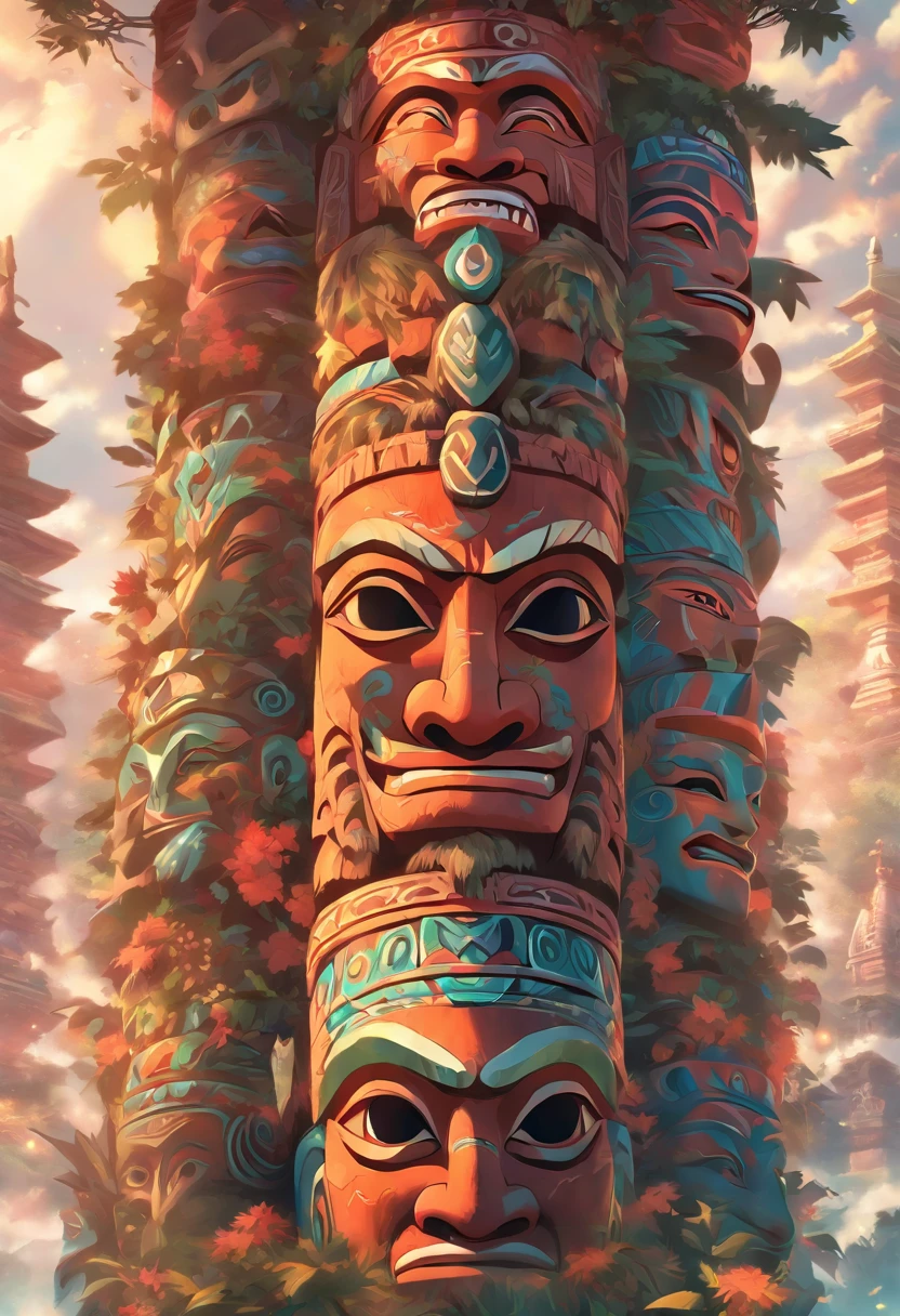 (((Totem))) best quality, ultra-high resolution, 4K detailed CG, master piece, Maori ,Maori totem,Maori mythology, ((Maori totem)) , Maori image, aesthetic, screen-centered