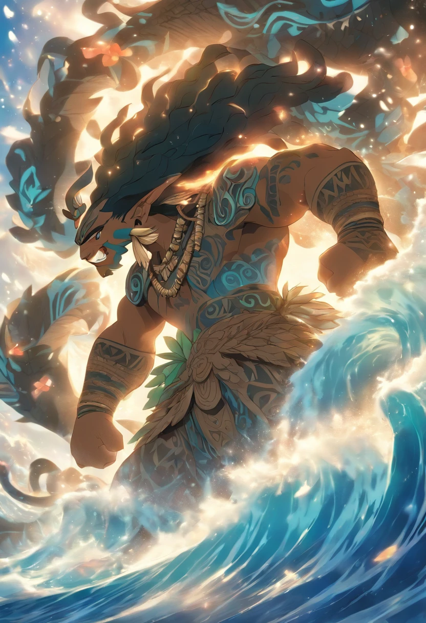 (((Tangaroa))) best quality, ultra-high resolution, 4K detailed CG, master piece, Maori ,Maori god,Maori mythology, ((Deus Aquatico)) , Maori image, aesthetic, screen-centered