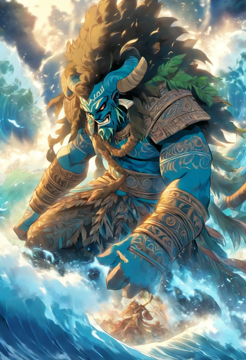 (((Tangaroa))) best quality, ultra-high resolution, 4K detailed CG, master piece, Maori ,Maori god,Maori mythology, ((Marine god)) , Maori image, aesthetic, screen-centered