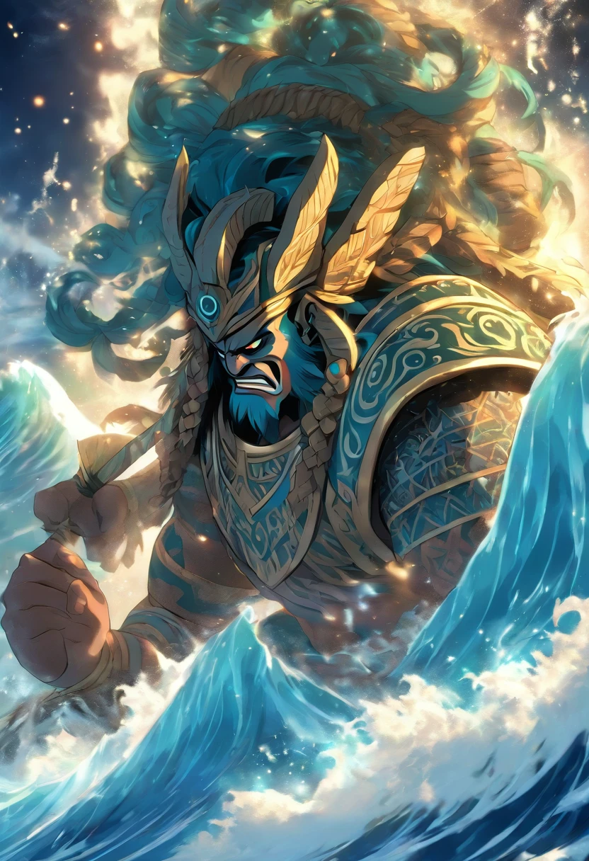 (((Tangaroa))) best quality, ultra-high resolution, 4K detailed CG, master piece, Maori ,Maori god,Maori mythology, ((Marine god)) , Maori image, aesthetic, screen-centered