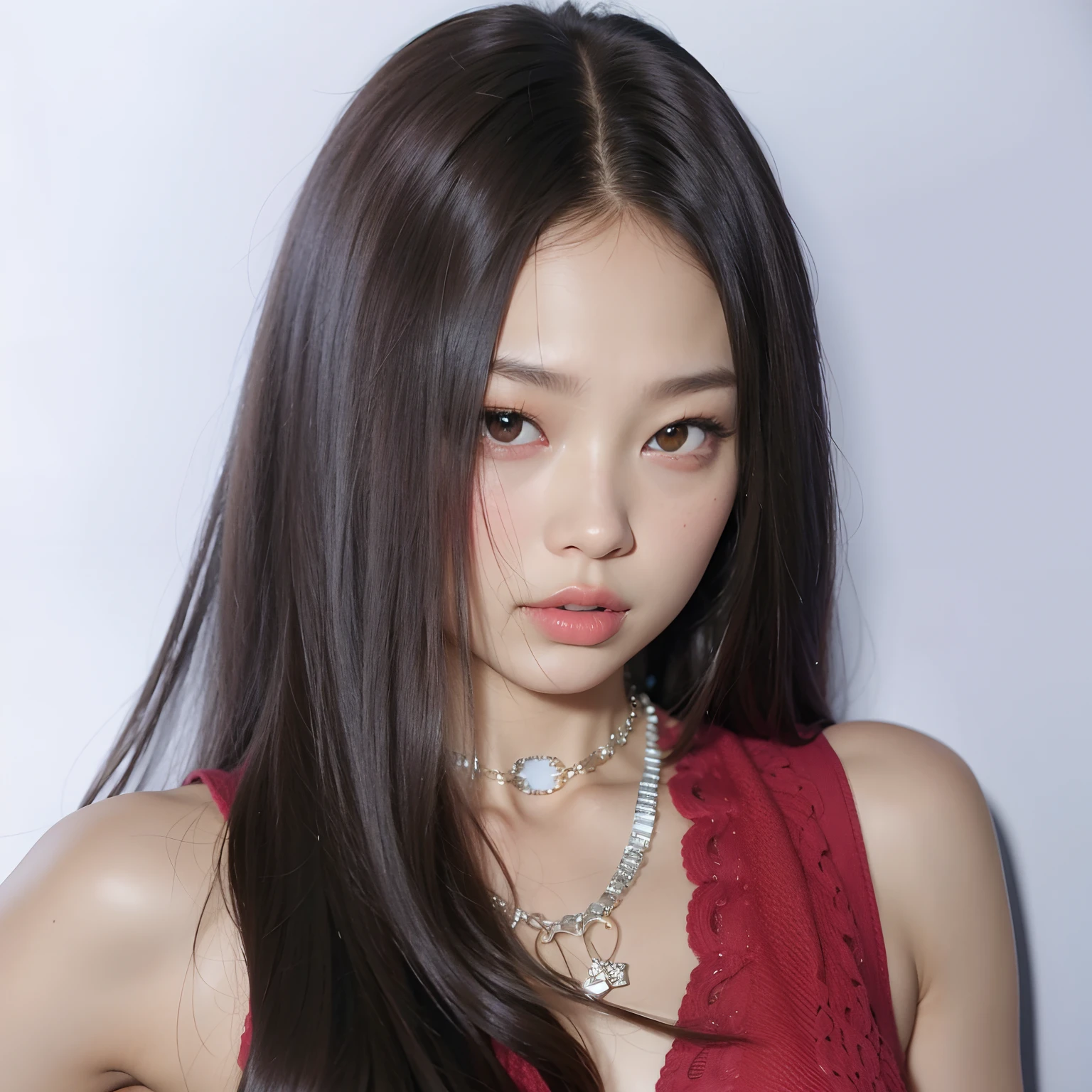 a close up of a woman con pelo largo y negro wearing a red dress, con pelo negro liso, con pelo largo y negro, xisionwu, asian girl con cabello largo, con pelo largo y oscuro, con cabello largo, pelo negro largo y fino, preciosa modelo china, female con pelo largo y negro, louise zhang, tomado en 2 0 2 0, peinado recto