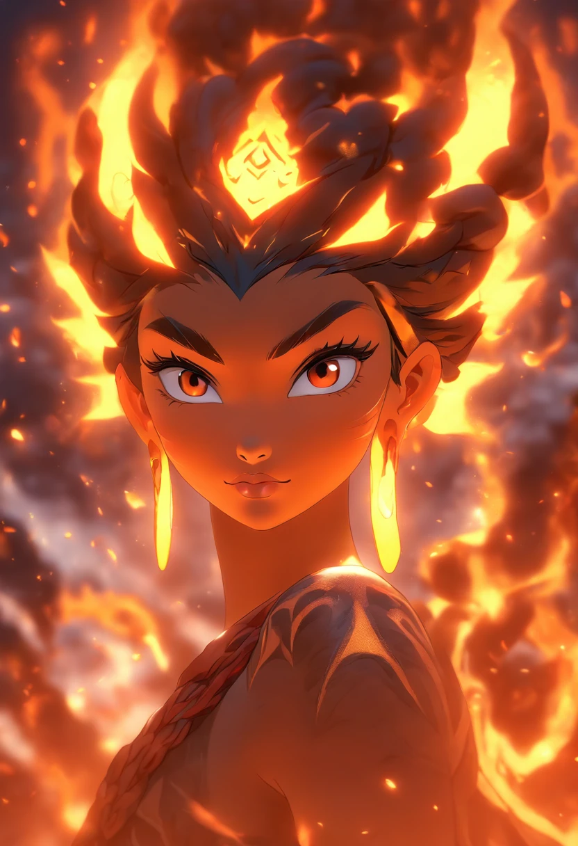 (((goddess))) best quality, ultra-high resolution, 4K detailed CG, master piece, Maori ,Hawaiian goddess,Hawaiian mythology, ((Goddess of volcanoes)) , Maori image, aesthetic, screen-centered