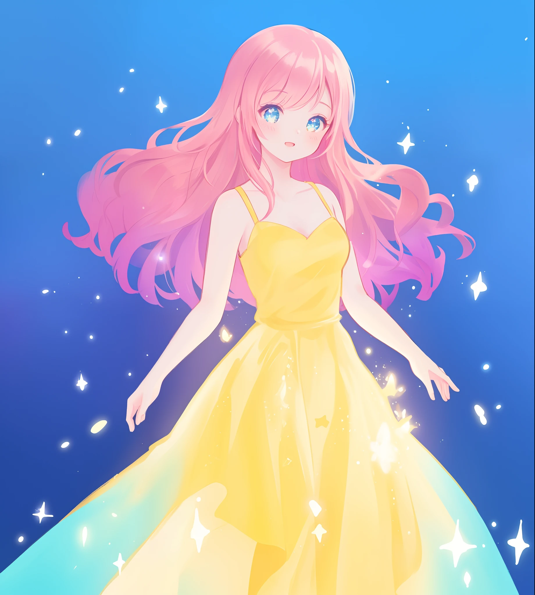 beautiful girl, puffy tiered ballgown, vibrant pastel colors, (colorful), glowing golden long hair, magical lights, sparkling magical liquid, inspired by Glen Keane, inspired by Lois van Baarle, disney art style, by Lois van Baarle, glowing aura around her, by Glen Keane, jen bartel, glowing lights! digital painting, flowing glowing hair, glowing flowing hair, beautiful digital illustration, fantasia background, whimsical, magical, fantasy, ((beautiful face)), ((masterpiece, best quality)), intricate details, highly detailed, sharp focus, 8k resolution, sparkling detailed eyes, liquid watercolor