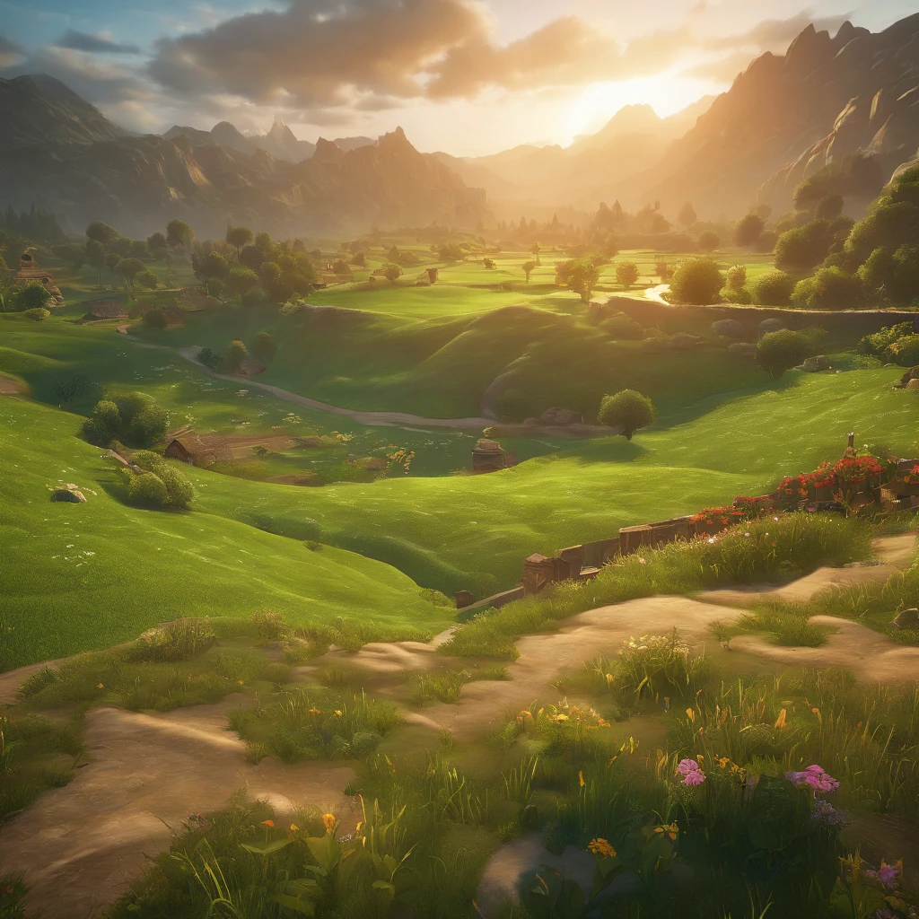 (best quality,4k,8k,highres,masterpiece:1.2),ultra-detailed,realistic,high-definition illustration,2D game map,top-down view,tile-based,anime style,sunlit,grassland,magical fantasy style,loopable tiles,immersive gameplay.