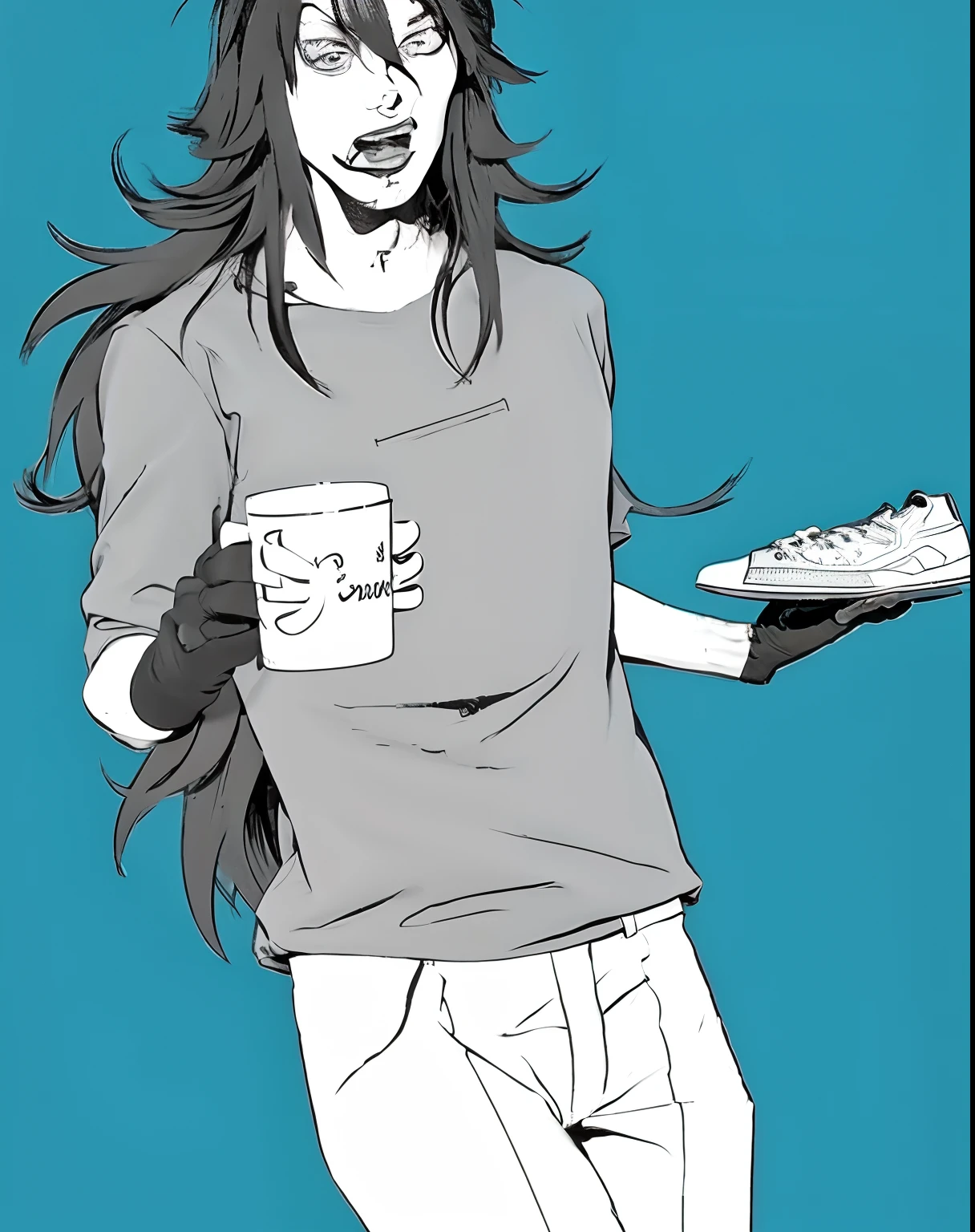 Realistic style, cute boy long hair