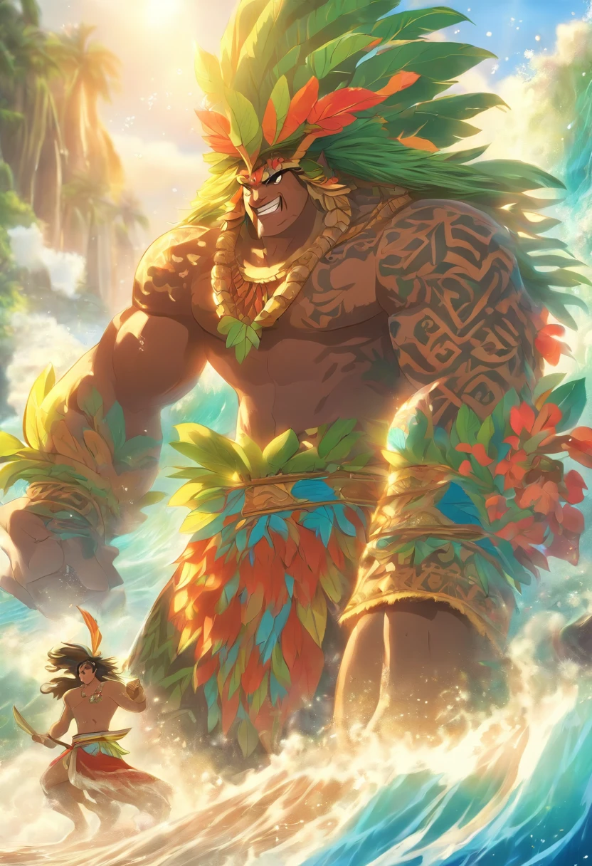 (((KANALOA))) best quality, ultra-high resolution, 4K detailed CG, master piece, Ocean,Hawaiian mythology, ((Ocean God)) , Maori image, aesthetic, screen-centered
