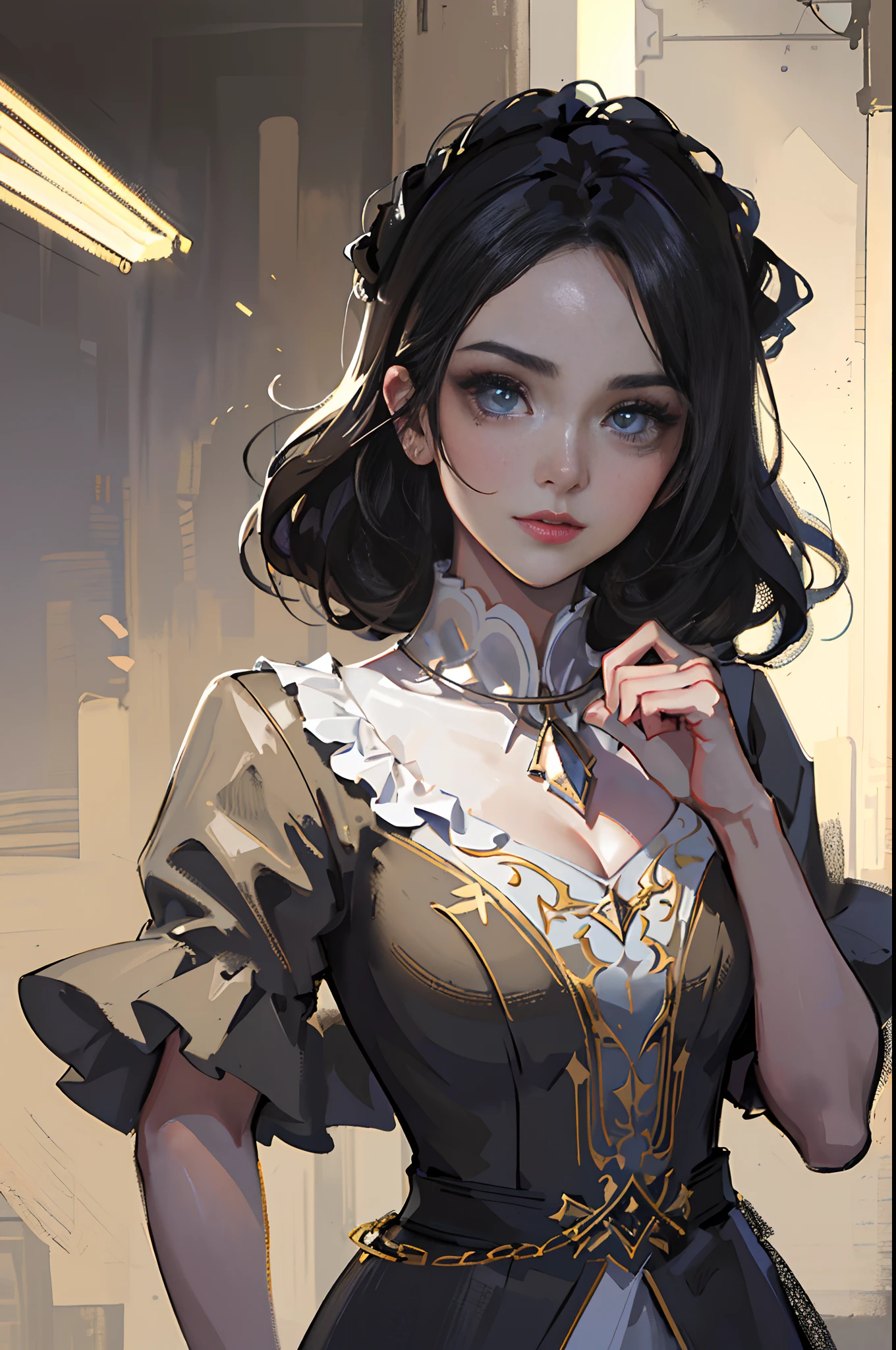 Beautiful, masterpiece, best quality, ((beautiful eyes)), ((exquisite face), sense of illustration, strong contrast of light and dark, painting work, (masterwork: 1.3), (ultra-detailed: 1.1), detailed Eyes, highly detailed skin, radiant skin: 1.1), ((looking at viewer)), intricate details, ((5fingers,detailed hand,1.5)), Asian, professional lighting (dark lighting, professional lighting, dark lighting , professional lighting (dark lighting) Shadows: 1.3), (physical rendering, professional lighting, photon mapping, light transmission, soft light, lens flare: 1.3),
