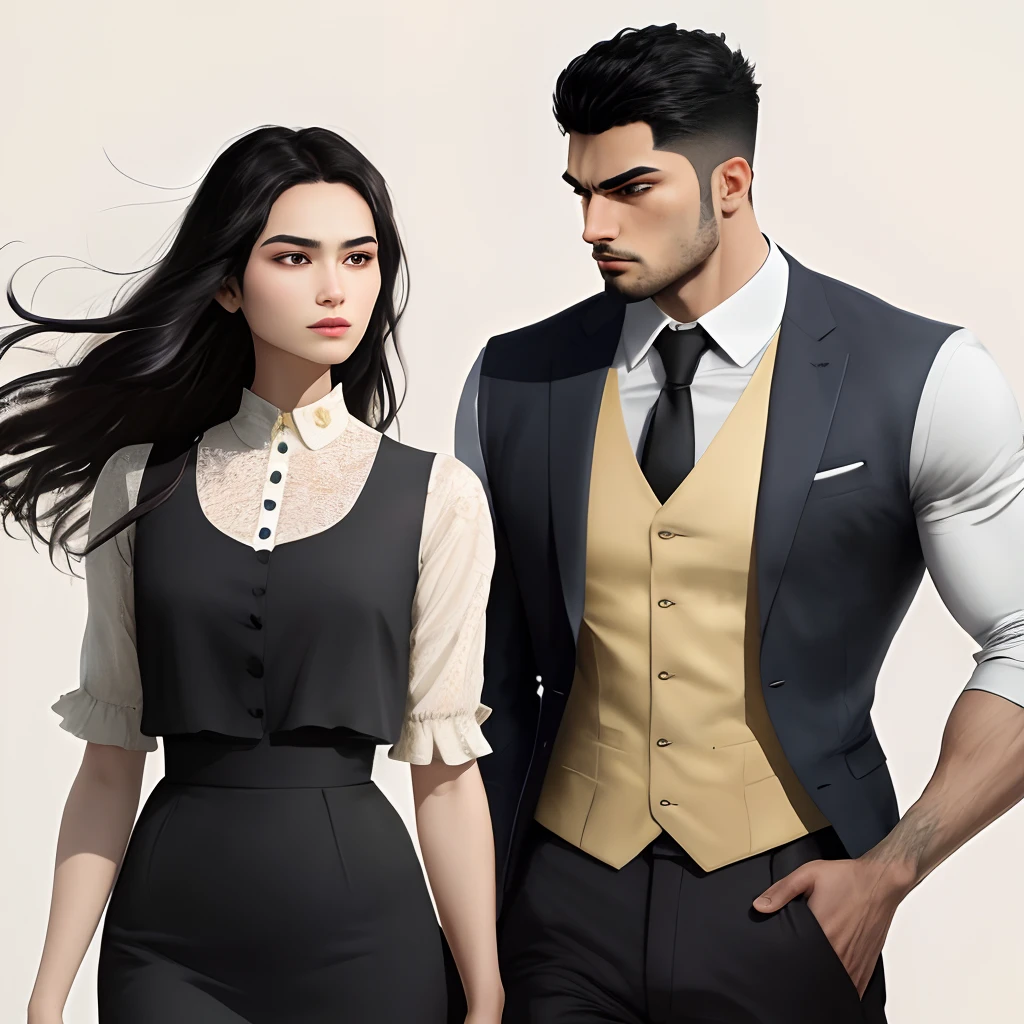 Body: Mehdi Ksit has a tall and muscular build, with yellow skin and long, black hair. Their face has yellow eyes, and they have a stern, intimidating expression.
Outfit: Mehdi Ksit wears a beige silk shirt and a black vest. These clothes are very durable and can withstand a lot of damage.
Clothing Style: Mehdi Ksit's clothing style is quite simple, with no unnecessary details or decorative elements. This makes it easy for them to move around without restricting their motion.