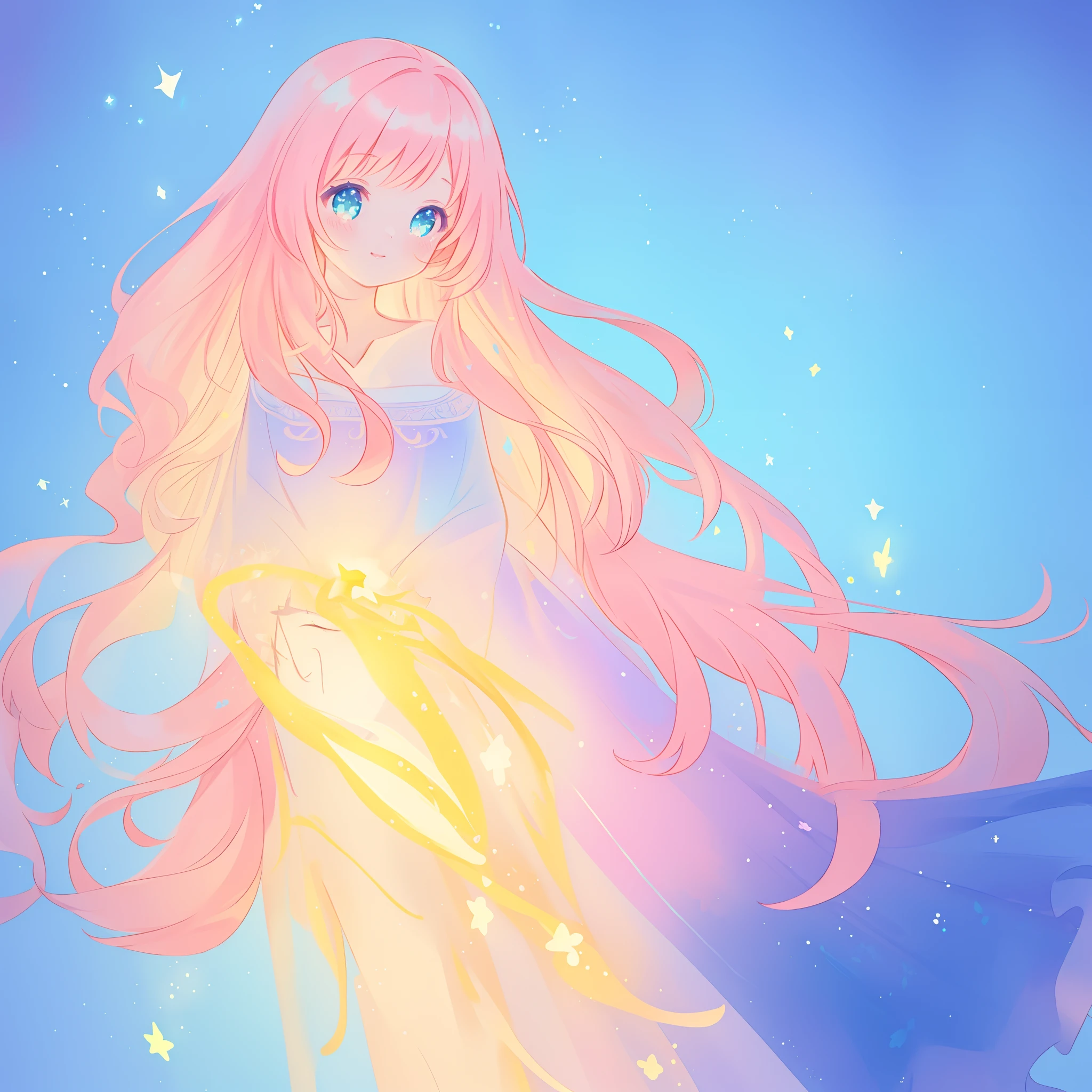 beautiful girl, puffy tiered ballgown, vibrant pastel colors, (colorful), glowing golden long hair, magical lights, sparkling magical liquid, inspired by Glen Keane, inspired by Lois van Baarle, disney art style, by Lois van Baarle, glowing aura around her, by Glen Keane, jen bartel, glowing lights! digital painting, flowing glowing hair, glowing flowing hair, beautiful digital illustration, fantasia background, whimsical, magical, fantasy, ((beautiful face)), ((masterpiece, best quality)), intricate details, highly detailed, sharp focus, 8k resolution, sparkling detailed eyes, liquid watercolor
