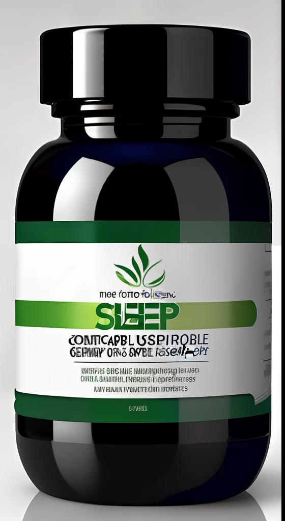 Create images for me of the packaging and label of a supplement in capsules to improve sleep. As imagens devem ser visualmente atraentes, conveying the feeling of relaxation and tranquility. Make sure the images are high-resolution and suitable for use in marketing material, sites e embalagens."