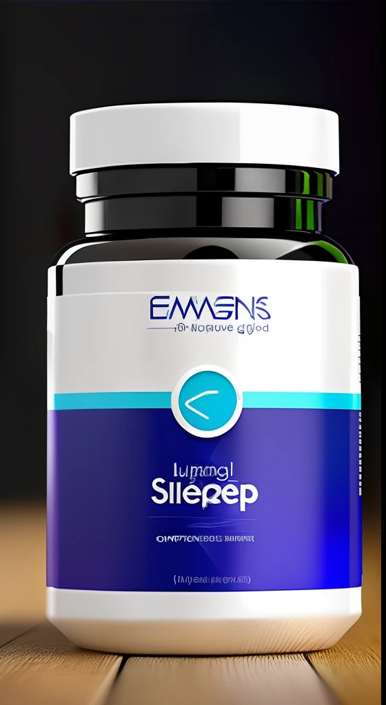 Create images for me of the packaging and label of a supplement in capsules to improve sleep. As imagens devem ser visualmente atraentes, conveying the feeling of relaxation and tranquility. Make sure the images are high-resolution and suitable for use in marketing material, sites e embalagens."