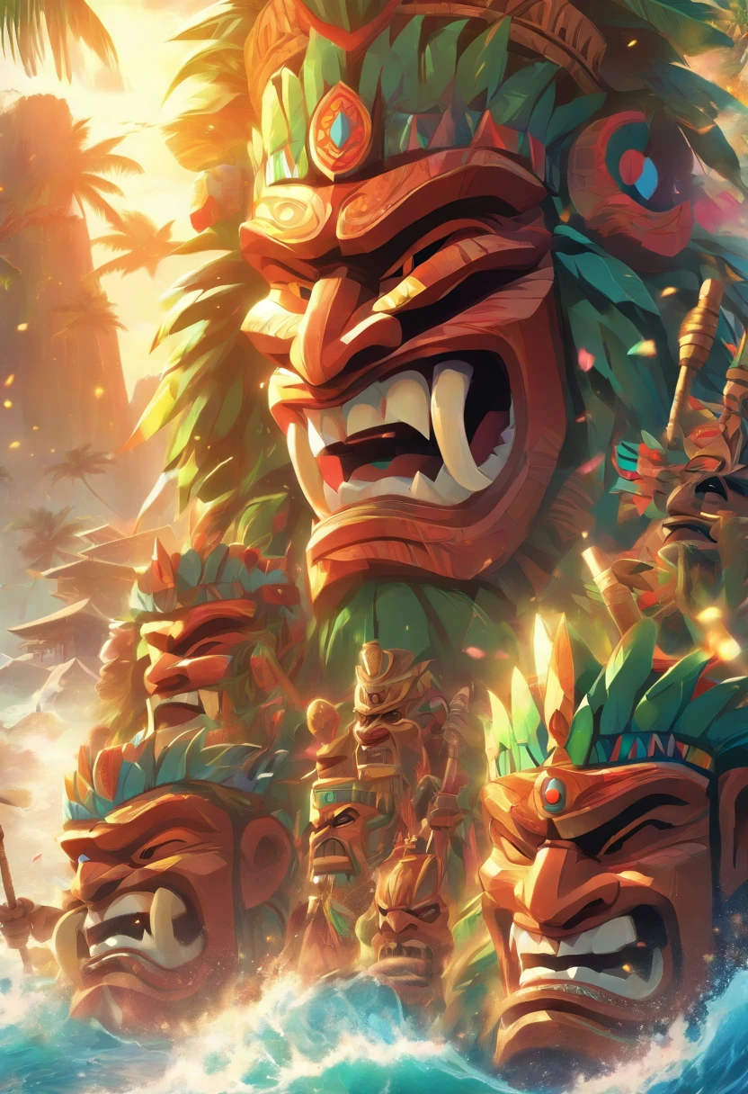 (((KU))) best quality, ultra-high resolution, 4K detailed CG, master piece,Tiki God,Hawaiian mythology, ((Tiki God)) , Maori image, aesthetic, screen-centered