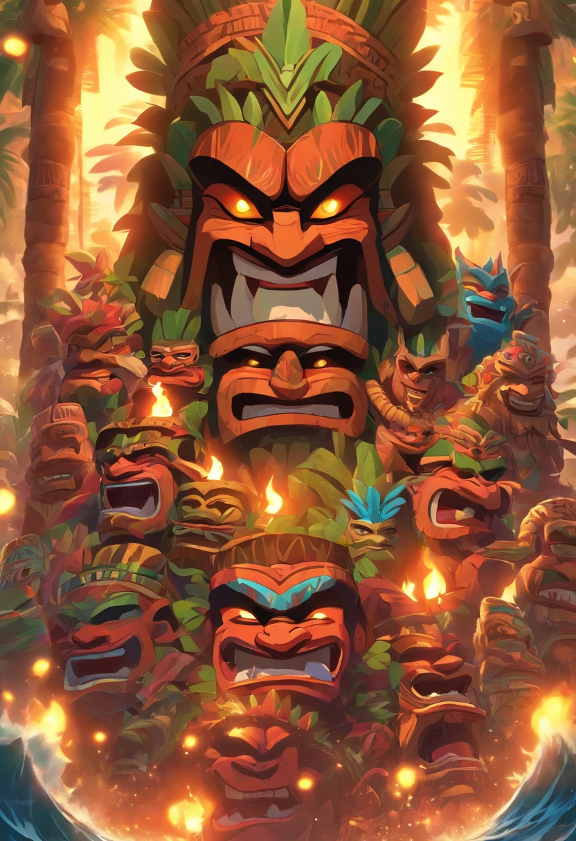 (((KU))) best quality, ultra-high resolution, 4K detailed CG, master piece,Tiki God,Hawaiian mythology, ((Tiki God)) , Maori image, aesthetic, screen-centered