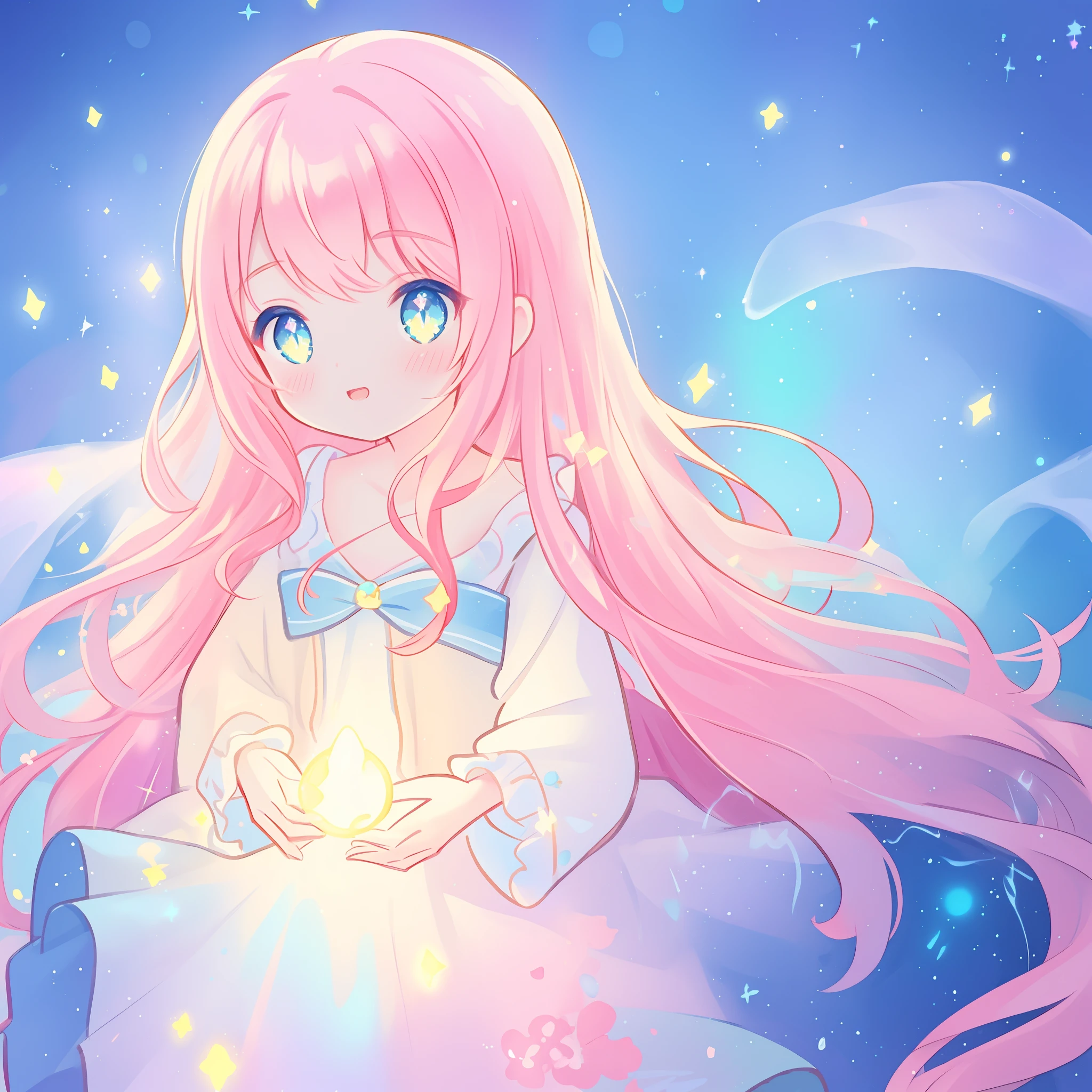 beautiful girl, puffy tiered ballgown with puffy long sleeves, vibrant pastel colors, (colorful), glowing golden long hair, magical lights, sparkling magical liquid, inspired by Glen Keane, inspired by Lois van Baarle, disney art style, by Lois van Baarle, glowing aura around her, by Glen Keane, jen bartel, glowing lights! digital painting, flowing glowing hair, glowing flowing hair, beautiful digital illustration, fantasia background, whimsical, magical, fantasy, ((beautiful face)), ((masterpiece, best quality)), intricate details, highly detailed, sharp focus, 8k resolution, sparkling detailed eyes, liquid watercolor