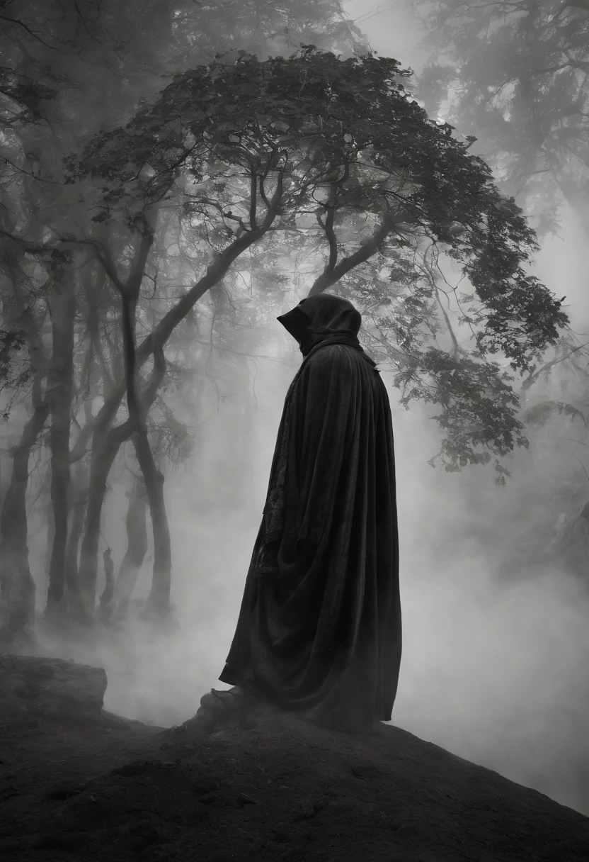 Em um mundo mergulhado na obscuridade eterna, A sinister figure emerges that challenges the notion of reality. A pale man, imerso nas sombras, His body is a macabre canvas painted with nuances of blackness and mystery. His presence evokes an ancestral terror, as if it were a grim echo of long-forgotten times.
The icy gaze of this being conveys the history of ages past, eyes sparkling like empty sockets filled with fragments of ancient memories and secrets whispered by the winds of the night. Every wrinkle on his pale skin seems to contain narratives of a dark past, while his countenance remains inscrutable, Hiding the depths of his existence.
Os cabelos longos, As Black as the Abyss, caem em cascata pelos ombros, seeming to be an extension of the darkness that surrounds him. Cada mecha ondulante captura a luz fraca, criando um halo de penumbra que o acompanha a cada passo, as if he were a creature born of the night itself.
Wearing a dark, enigmatic costume that looks woven from the shadows themselves, It evokes a haunted elegance that highlights its uniqueness in the darkness of the world. Every detail of the costume is meticulously crafted, remembering the costumes of ancient dynasties that long ago succumbed to oblivion.
His aura exudes a mystery shrouded in an air of restlessness. This enigmatic figure carries with it the memory of old memories, Stories lost in the mists of time, segredos enterrados no inconsciente coletivo. Your purpose, sua busca, permanecem trancados nas profundezas de sua alma atormentada, enquanto ele perambula pelos recantos mais sombrios do mundo, a living reminder of forgotten times and unimaginable horrors.
