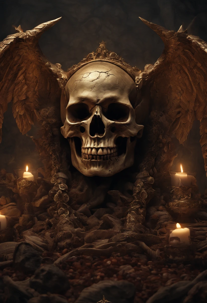 skull and lucifer talking to each other above a pile of corpses, fantasy, intricate, elegant, highly detailed, centered, symmetry, painted, intricate, volumetric lighting, beautiful, rich deep colors masterpiece, sharp focus, ultra detailed, in the style of dan mumford and marc simonetti, astrophotography