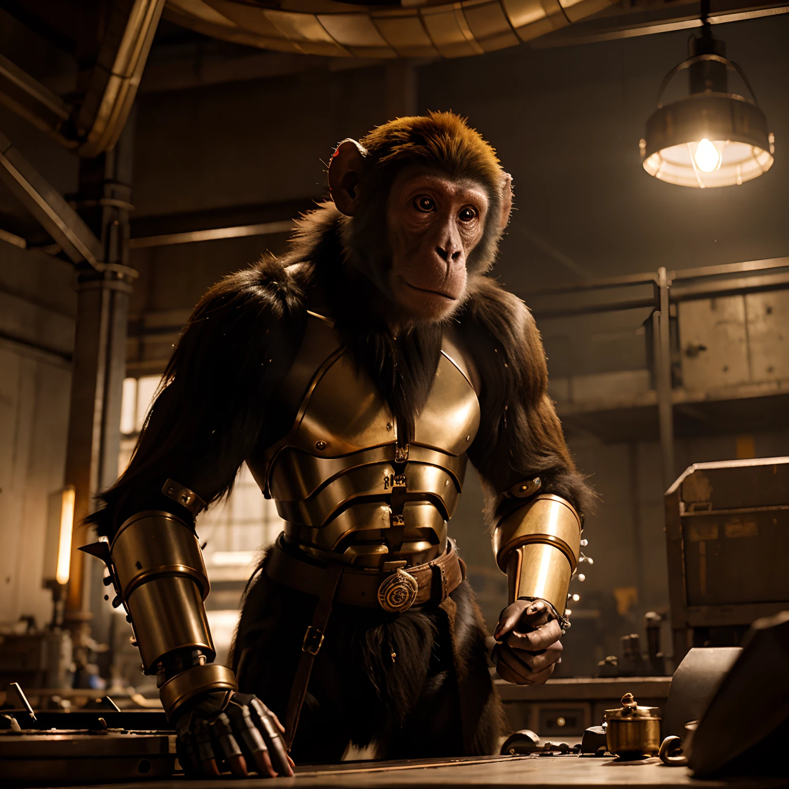 Monkey King monkey robot,Metallization,Scene School