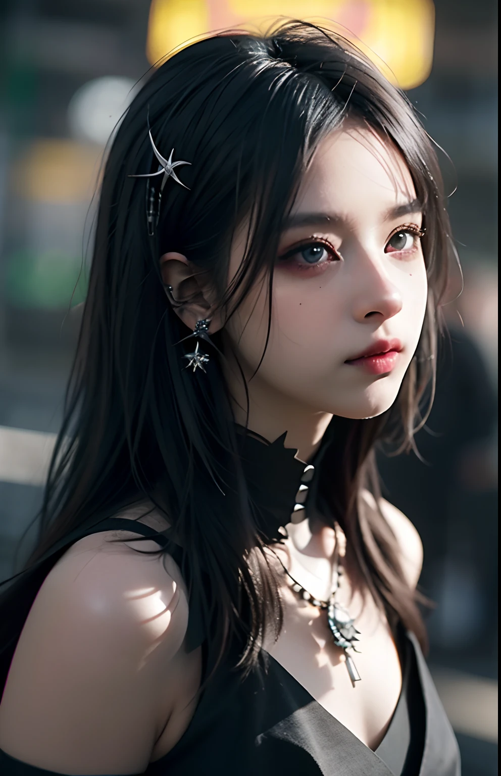 Excelente renderizado, 8k, obra maestra, calidad ultra, belleza: 1.2, professional illustration: 1.1, Ultra detalle: 1.3, Ultra Illumination, Altamente detallado, (Detalles de luz oscura) 1girl,
Beneficio_punk
heterochromia with red eyes and yellow eyes