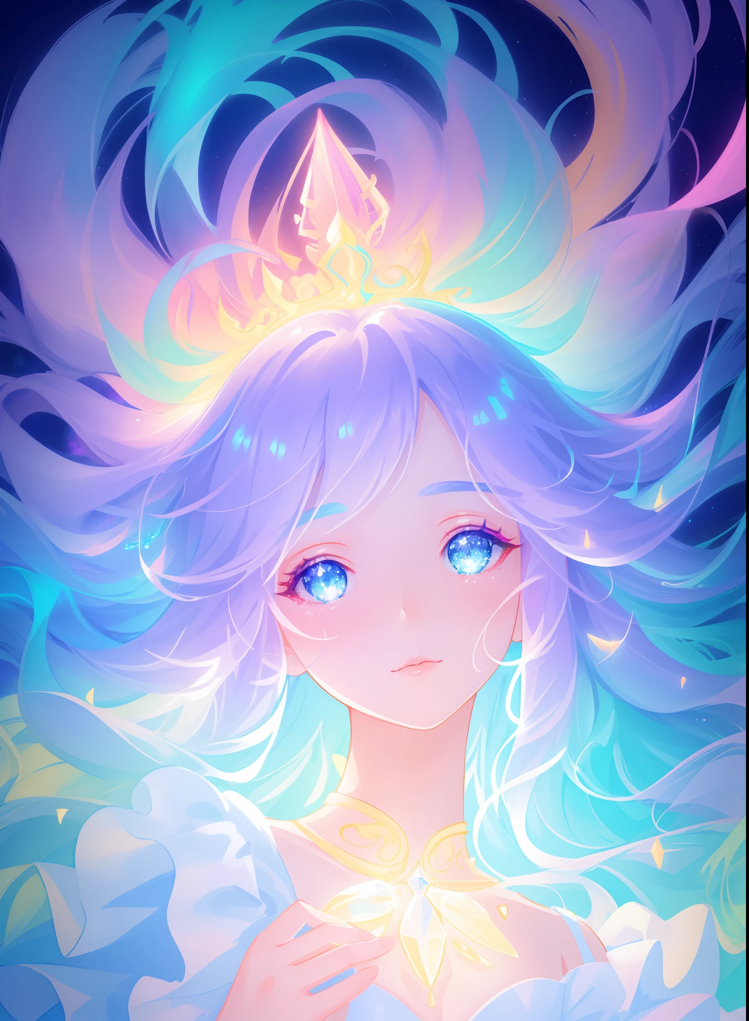 beautiful girl, puffy tiered ballgown, vibrant pastel colors, (colorful), glowing golden long hair, magical lights, sparkling magical liquid, inspired by Glen Keane, inspired by Lois van Baarle, disney art style, by Lois van Baarle, glowing aura around her, by Glen Keane, jen bartel, glowing lights! digital painting, flowing glowing hair, glowing flowing hair, beautiful digital illustration, fantasia background, whimsical, magical, fantasy, ((beautiful face)), ((masterpiece, best quality)), intricate details, highly detailed, sharp focus, 8k resolution, sparkling detailed eyes, liquid watercolor