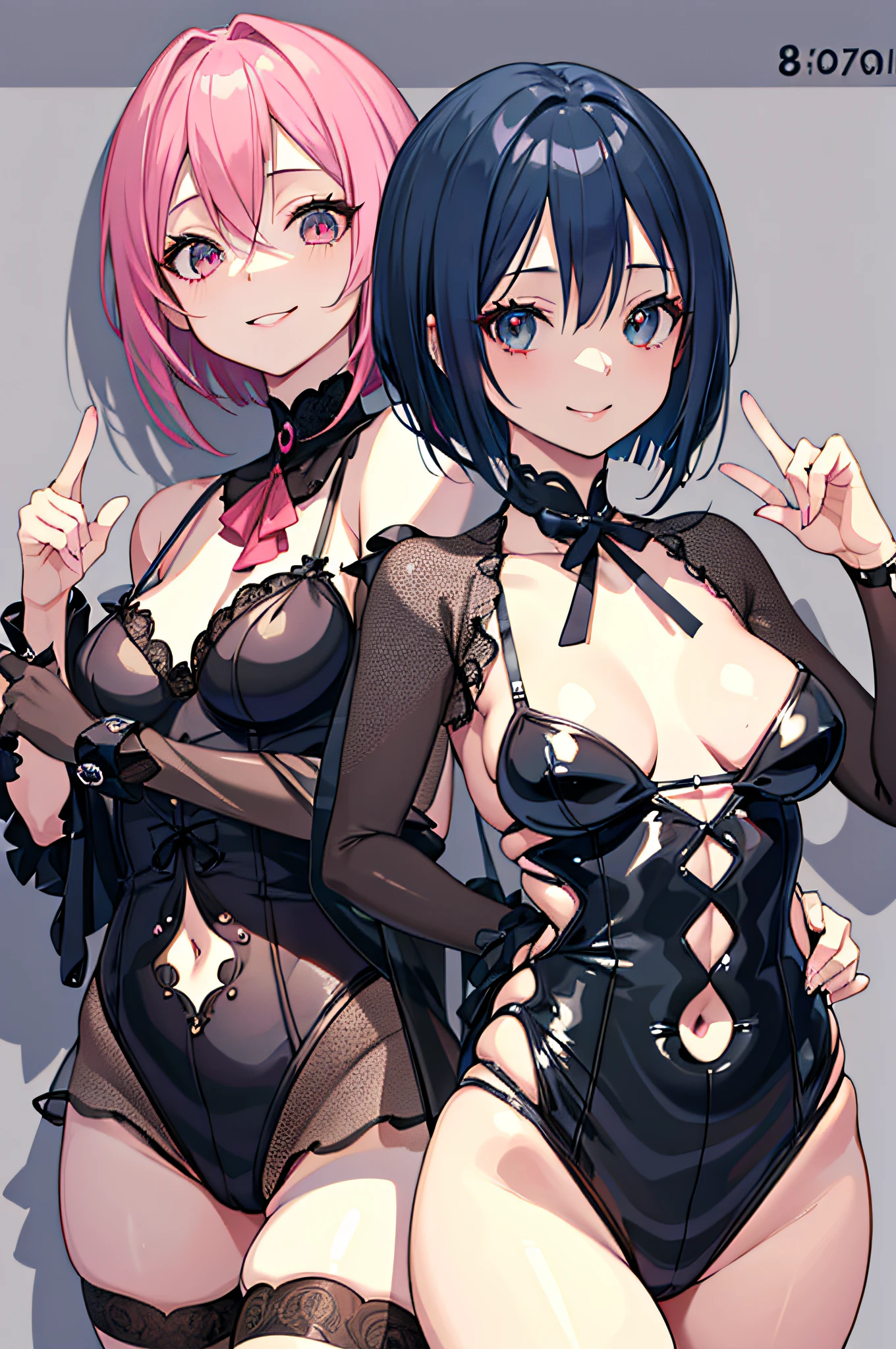 masutepiece, Best Quality, Illustration, Ultra-detailed, finely detail, hight resolution, 8K Wallpaper, Perfect dynamic composition, Beautiful detailed eyes, Women's Fashion,Short bob hair,Small breasts natural color lip, Bold sexy poses,Smile,Harajuku、20 years girl、Cute、Subject looking at sexy pose on camera