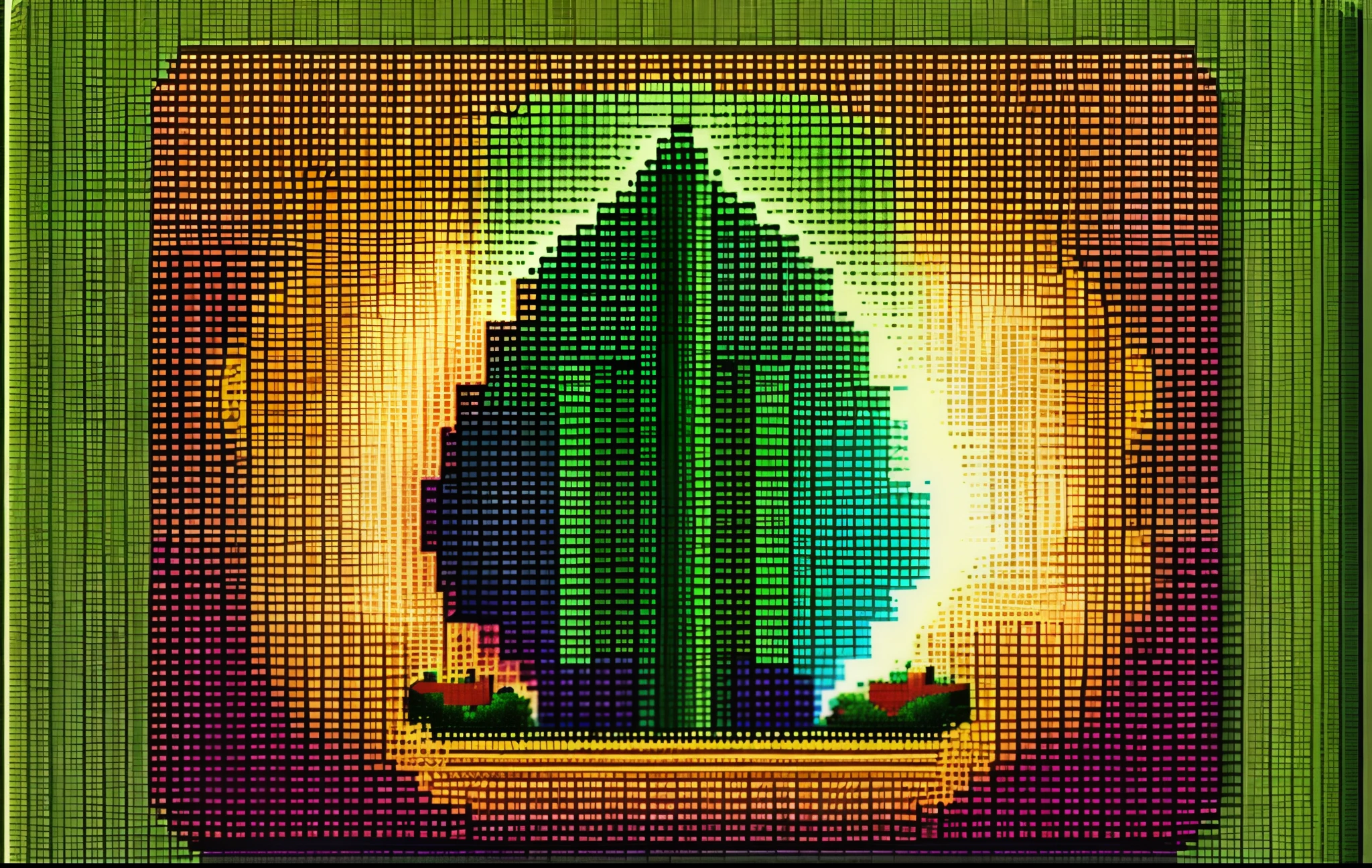 pixel art sage green and light brown nature