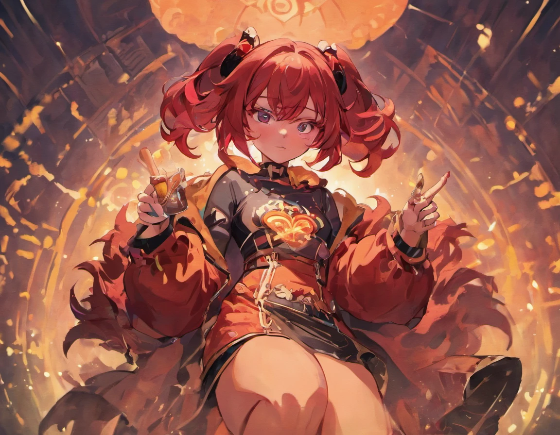 circular 2D sticker style drawing of a super sensual devil woman in rocker style with a beer in her right and left hands making the rock and roll symbol, with tattoos on her arm