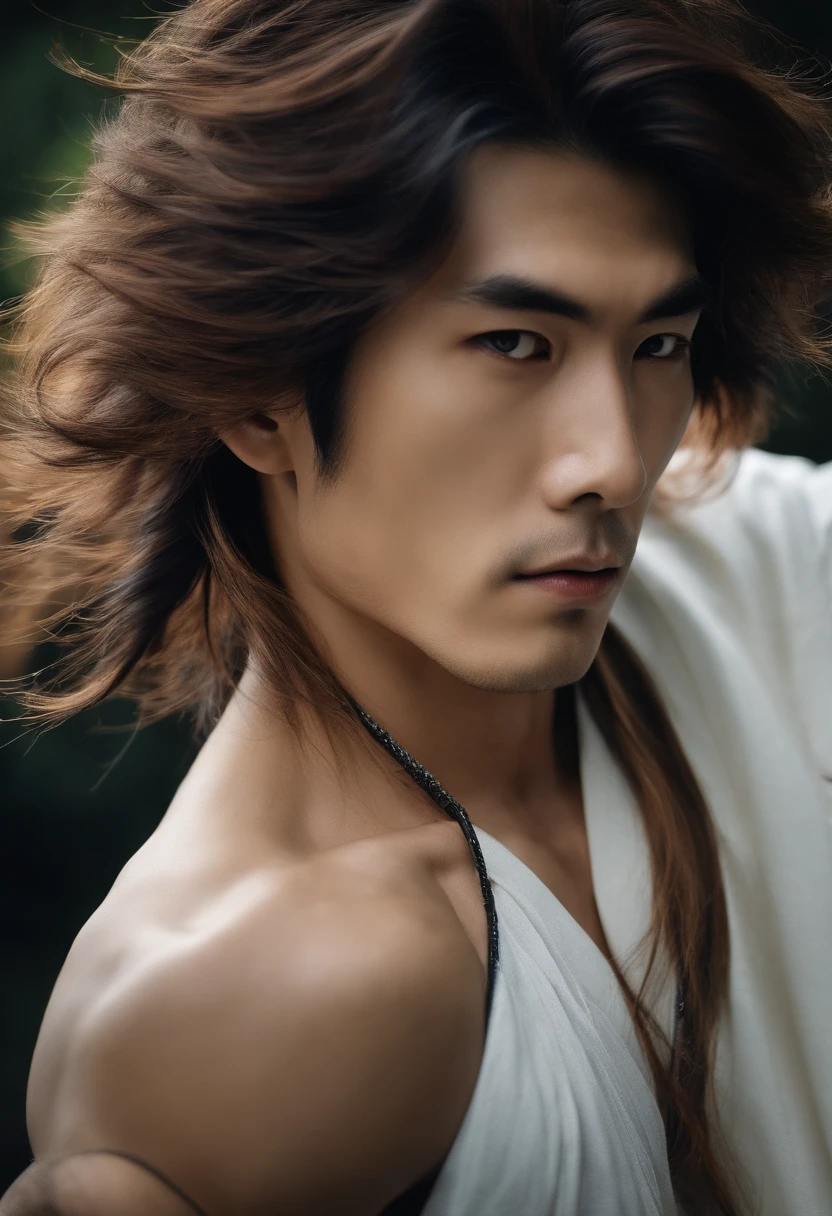 Long haired and frosted tips japanese man
