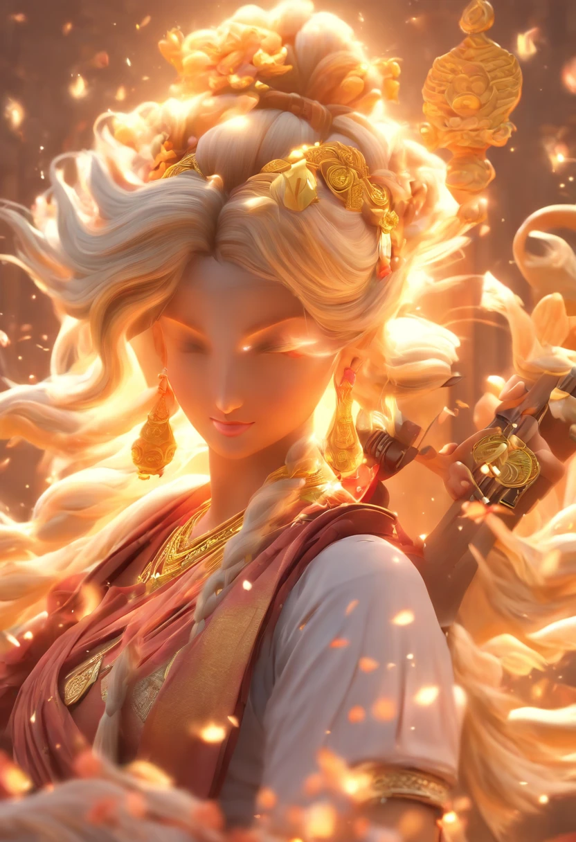 (((Saraswati))) best quality, ultra-high resolution, 4K detailed CG, masterpiece, Hindu Goddess, Hindu mythology, ((goddess of music)), Hindu image, aesthetic, screen-centric