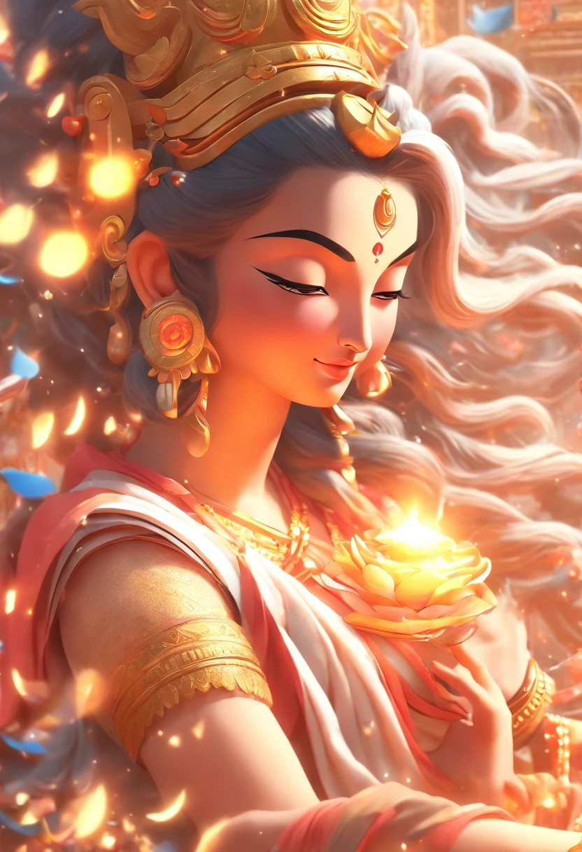 (((Saraswati))) best quality, ultra-high resolution, 4K detailed CG, masterpiece, Hindu Goddess, Hindu mythology, ((goddess of music)), Hindu image, aesthetic, screen-centric
