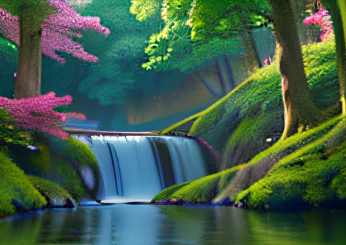 (best quality,4k,8k,highres,masterpiece:1.2),ultra-detailed,(realistic,photorealistic,photo-realistic:1.37),dense forest,river,flowing water,blue sky,white clouds