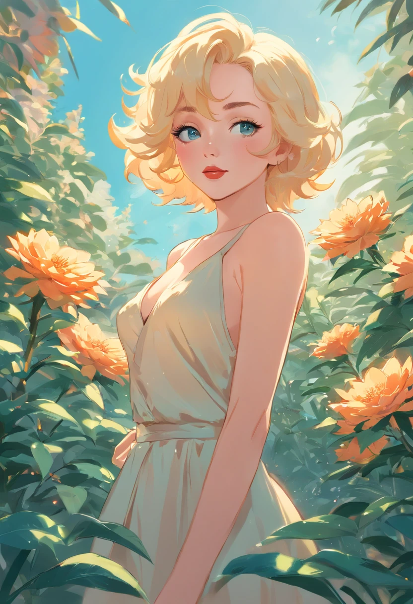 Marilyn Monroe, Vintage style , Ultra detailed plant l, Line Designer, Digital Ill Station, Thick paint, Maximalist botany, A masterpiece that exemplifies beautiful and aesthetically pleasing, Topaz AI Post-Editing