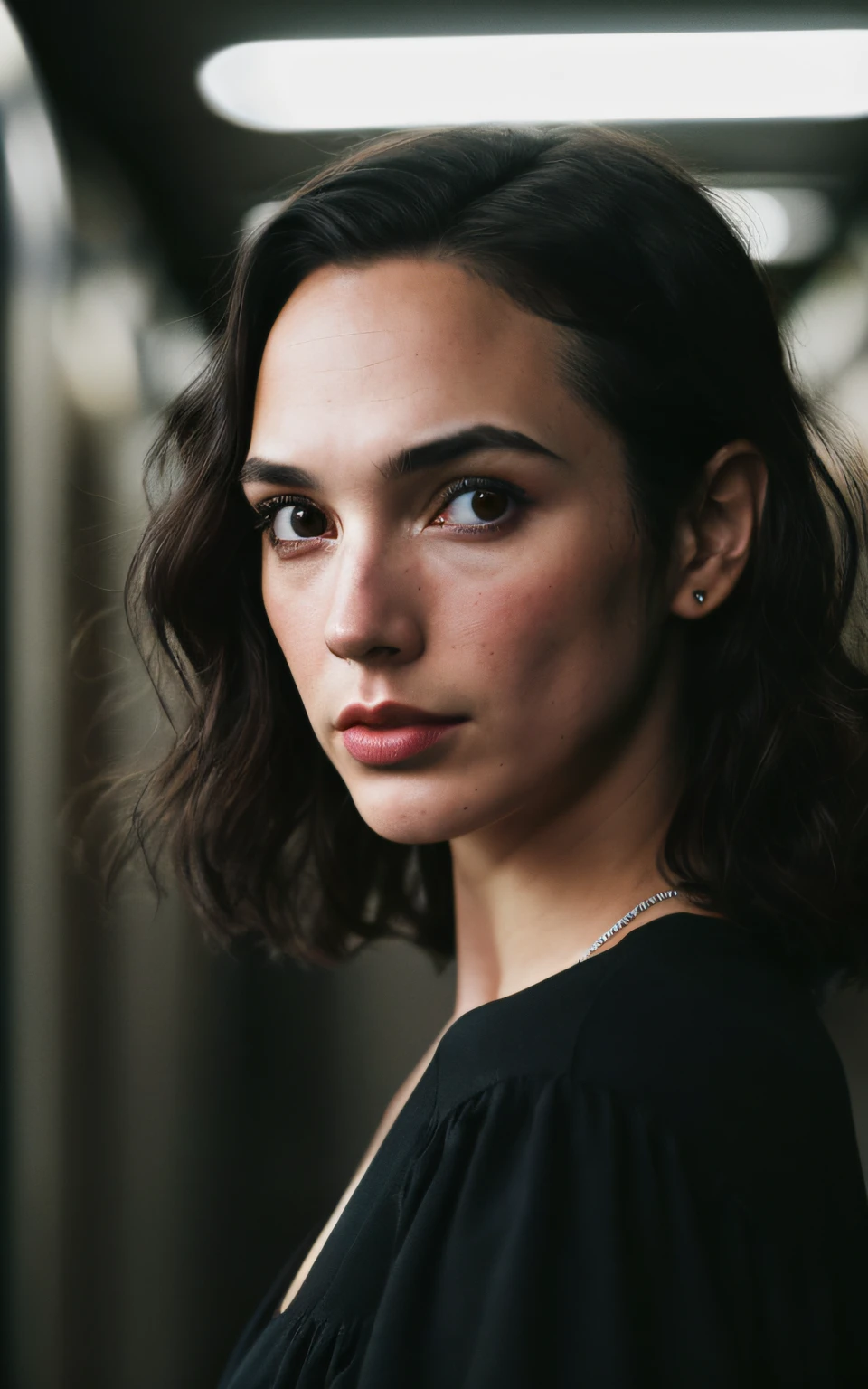 (Melhor Tiro, fotografia editorial de uma jovem de 30 anos gal gadot), (rosto altamente detalhado:1.4) (sorrir:0.7) (fundo tunel de metro abandonado dentro escuro, Moody, estudo privado:1.3), Steampunk Pirate Airship, Directed by: Lee Jeffries, Nikon D850 | | | | | | | | | | | | | | | | | | | | | | | | | | | | | | | | | | | | | | | | | | | | | | | | | | | | | | | | | | | |, Fotografia Stock Film, 4 Kodak Portra 400 ,camera f1.6 lentes, cores ricas, hyper realistic, Textura realista, dramatic lighting, Cinestill 800 Long Sleeve Long Black Dress with Mess Shoulder-Length Short Black Hair, sérdas, (sardas:].4), pale skinned,