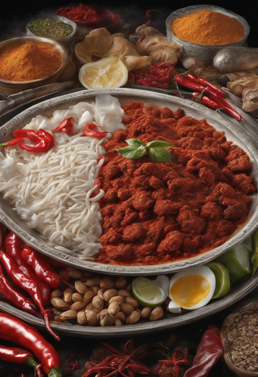 A bowl of spicy hot Realistic Hyper-realistic Very spicy