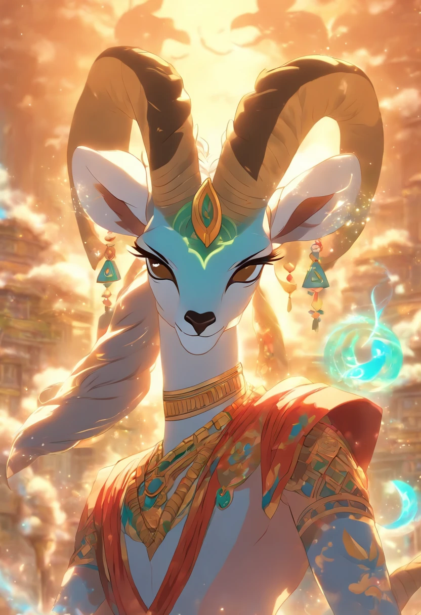 (((Vayu))) best quality, ultra-high resolution, 4K detailed CG, masterpiece, Hindu God, wind, Hindu mythology, ((About an antelope)), Hindu image, aesthetic, screen-centric, body complete