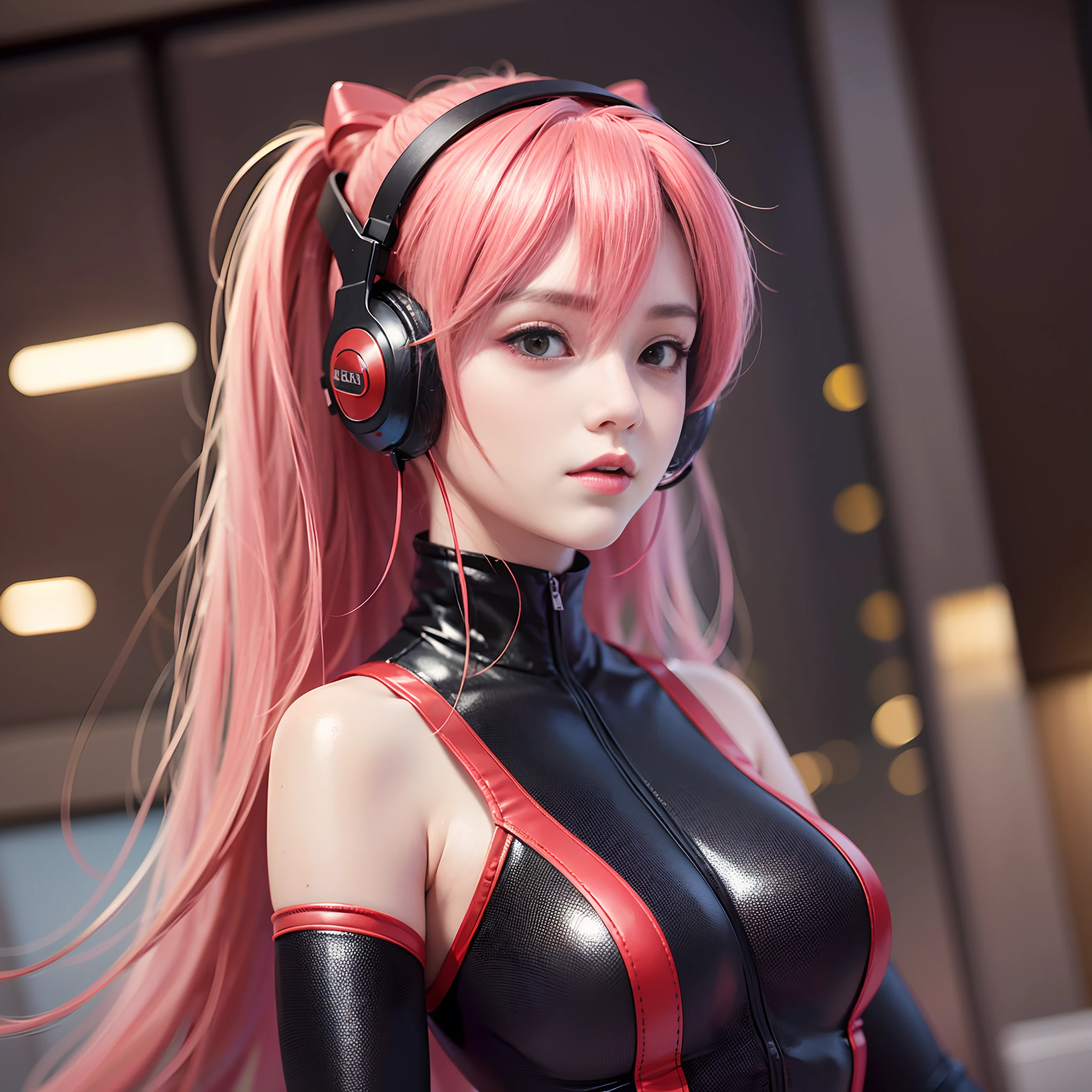 1girll(1:2), Beautiful face(1:4), Beautiful body(1:5), souryuu_asuka_langley, Manteau, tight-fitting, Interface headset, red leotard, hair between eye, pilotsuit
