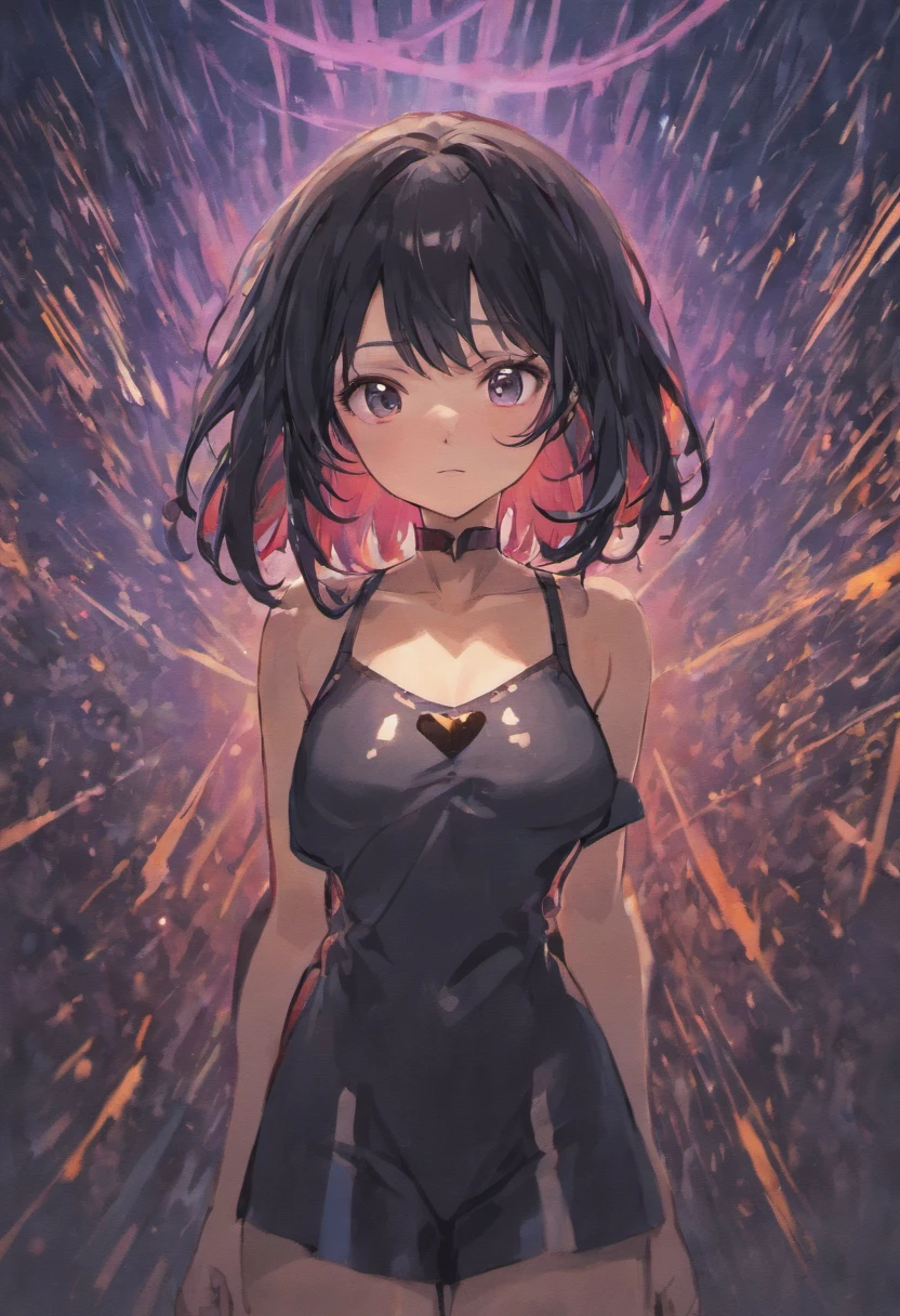 girl with black hair and open chest