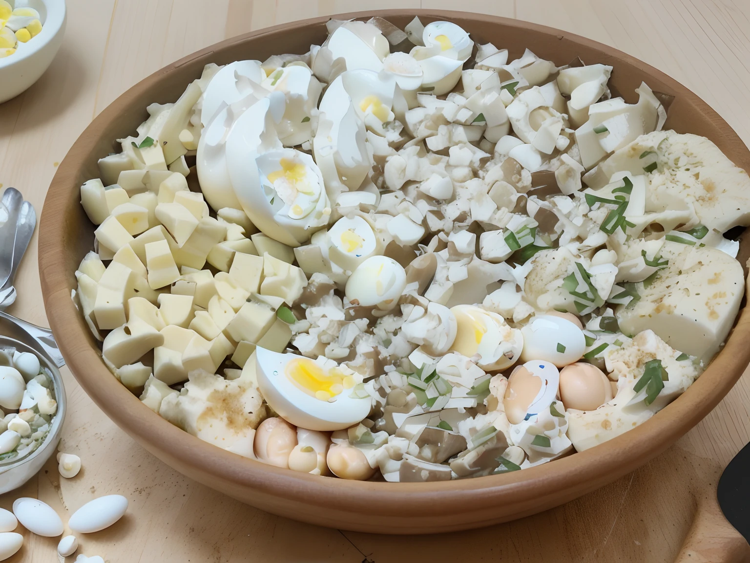 Topped with cut boiled eggs